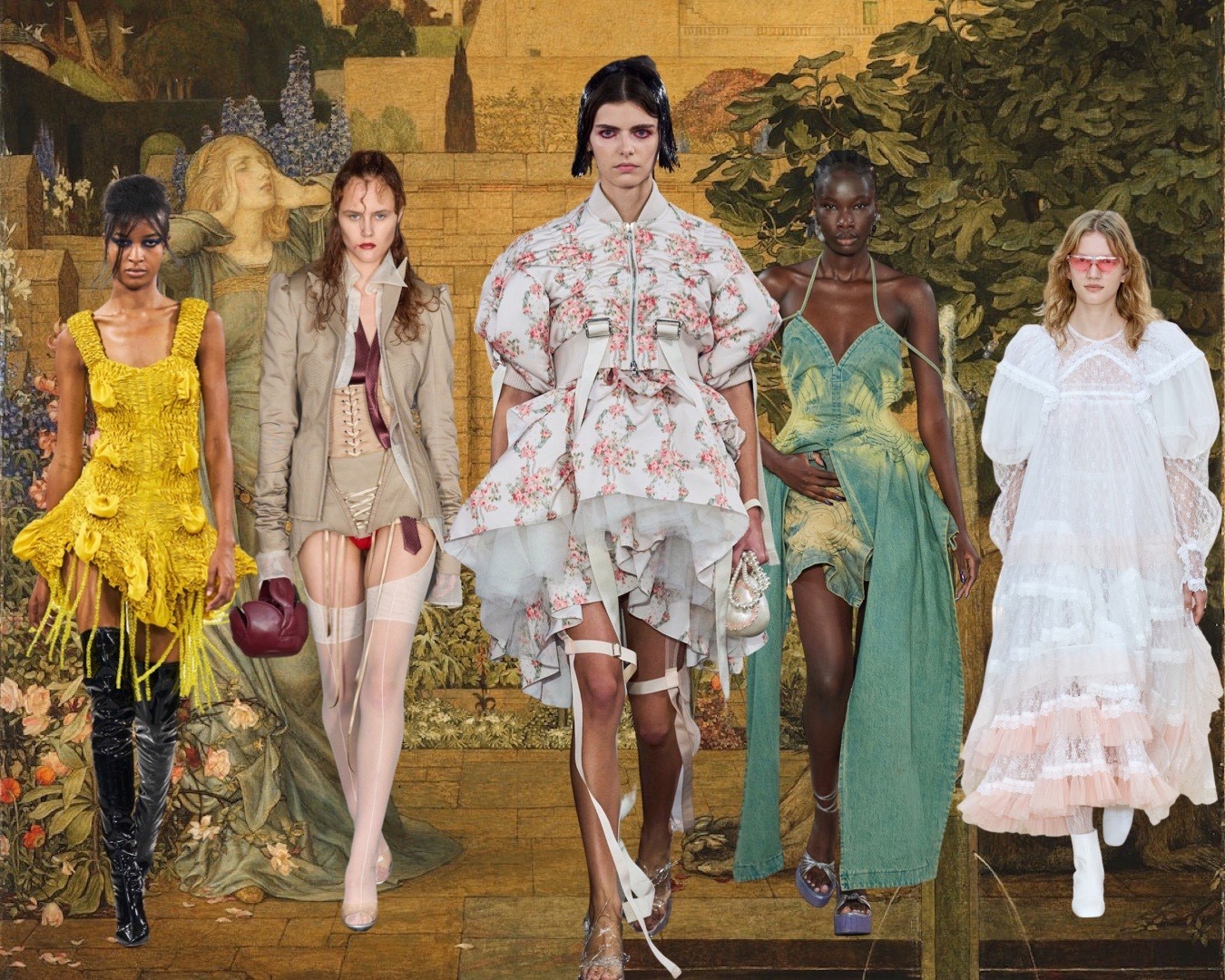 (Feben, Dilara Findikoglu, Simon Rocha, Masha Popova, Bora Aksu ) The 19th century was a revolutionary period in European history and a time of great transformation— and so is 2023. The 19th century was about silhouette, and designers were experimental this season in creating historical references with a modern and contemporary twist.